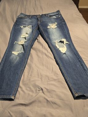 Refuge Women's Distressed Blue Skinny Jeans